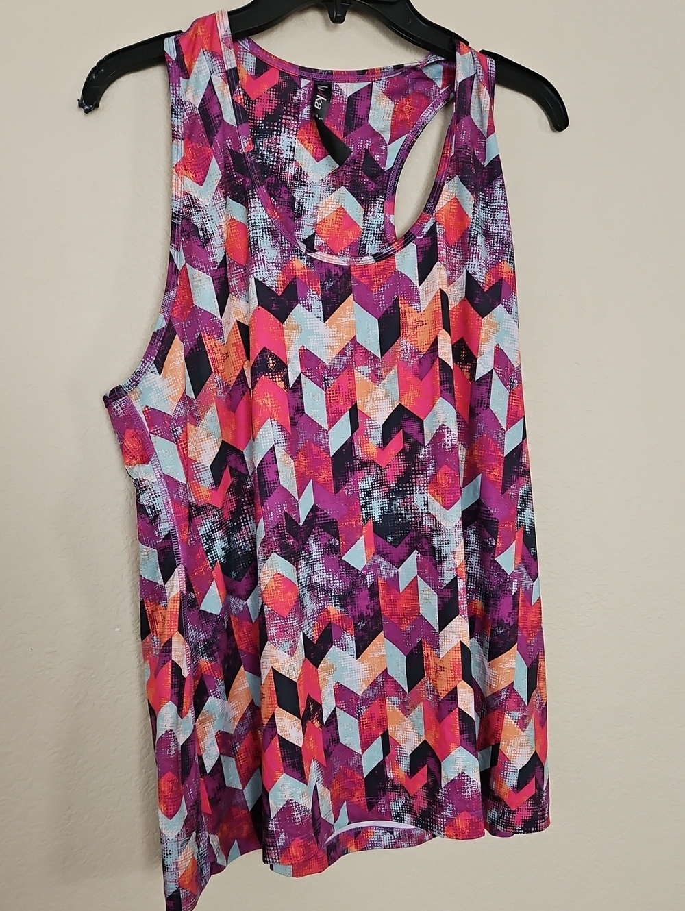 Vivid Geometric Racerback Tank Top - Pink Multi